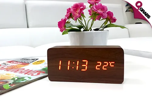 From QR69 Tell Time in Style with a Wooden LED Clock - Available in Two Classic Colors! (Up to QR298 Value)